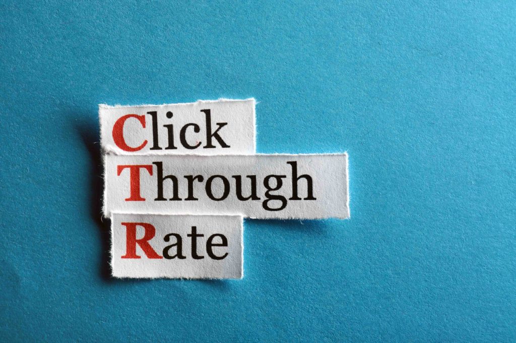 click through rate cut outs on blue background